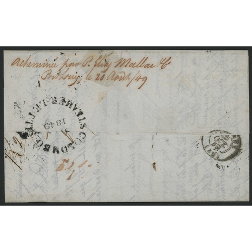 59 - RARE PORT LOUIS FORWARDING AGENT ENDORSEMENT ON COVER FROM REUNION VIA MAURITIUS & CEYLON TO FRANCE:... 