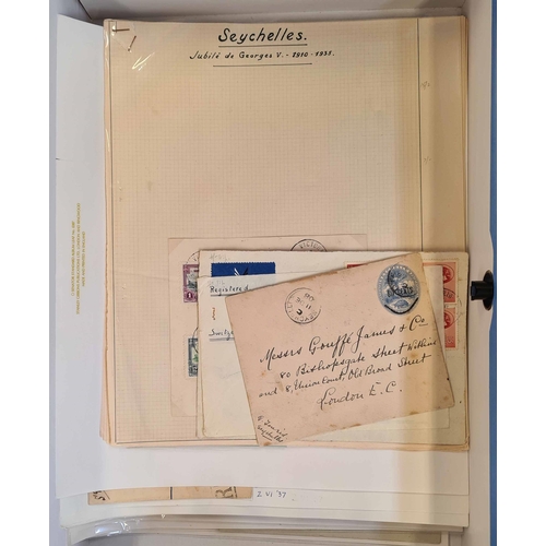 839 - RANGE OF ENVELOPES AND POSTAL CARDS from late QV to c.late 1960s, mostly written up on leaves inc. s... 