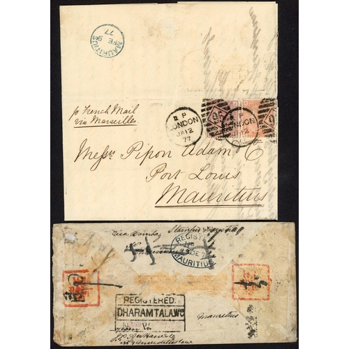 163 - STAMPED INGOING MAIL EX GB (INC. 6½d RATE), NATAL, TRANSVAAL & FRANCE + 4s-4d CASH-PAID EX GB; 1870-... 