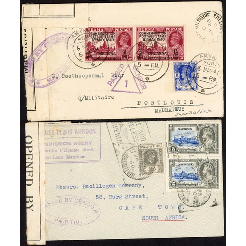 239 - CIVIL CENSOR MAIL - THE PORT LOUIS CENSOR LABELS, TYPES I - IIID (BLACK, RED, BLUE OR ORANGE TEXTS);... 