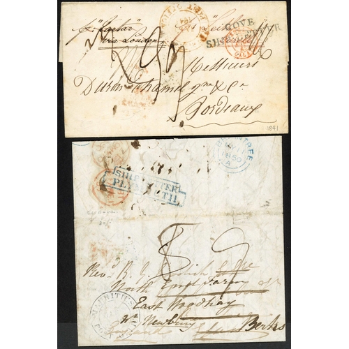 514 - ** THREE SHIP LETTERS EX MAURITIUS TO FRANCE OR GB: Trio of 1841-50 E/ELs from Mauritius to GB (2) o... 