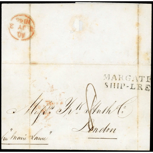 514 - ** THREE SHIP LETTERS EX MAURITIUS TO FRANCE OR GB: Trio of 1841-50 E/ELs from Mauritius to GB (2) o... 