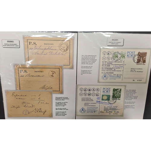 845 - EXTENSIVE POSTAL STATIONERY COLLECTION ON DISPLAY PAGES: Four box files housing the c.1873 to modern... 