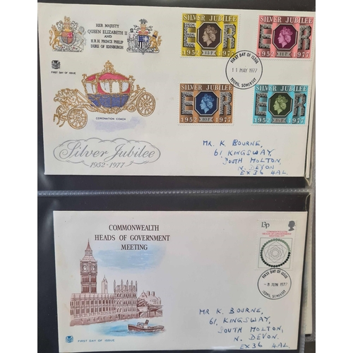 1032 - ILLUSTRATED QEII FDCs: Two cartons holding 7 Royal Mail FDC binders with a run of 1967-2008 FDCs (so... 