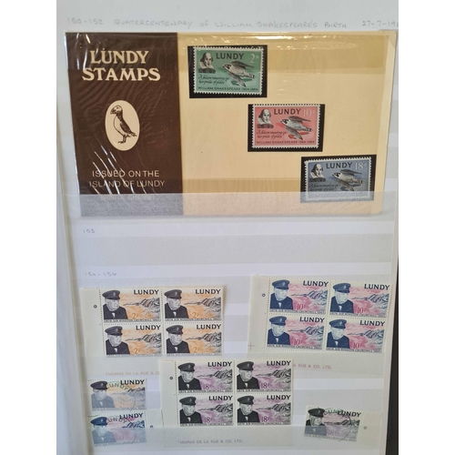 1063 - GB SMALL ISLAND CINDERELLAS - MINT/USED SETS, BLOCKS, PROOFS, SHEETS, ETC.: Carton with a binder & s... 