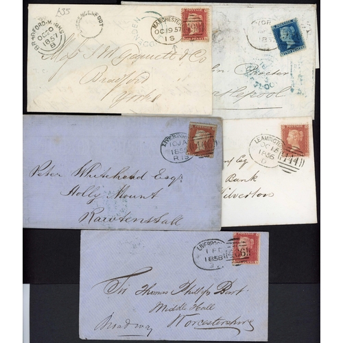 1092 - SPOON CANCELLATIONS: 1854-58 covers (9) and a front with 