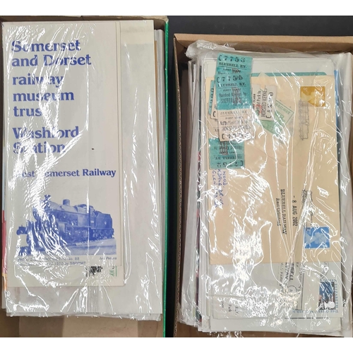 1099 - GB LOCAL RAILWAYS: An accumulation in two shoeboxes of illustrated covers, PPCs, labels, and ephemer... 