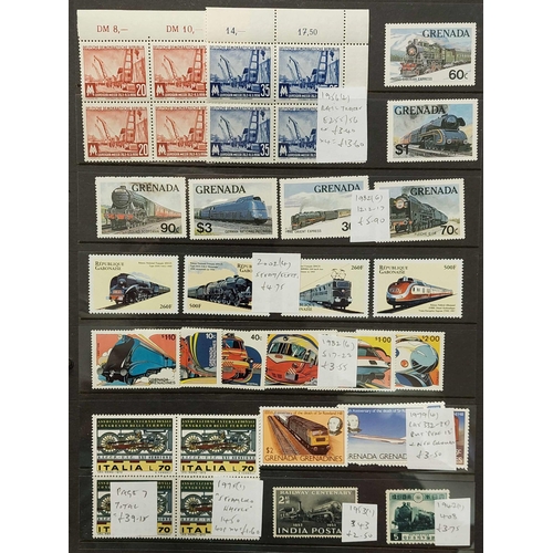 111 - RAILWAYS ON STAMPS: Train & railway mint thematic collection. Mostly modern from a wide range of cou... 