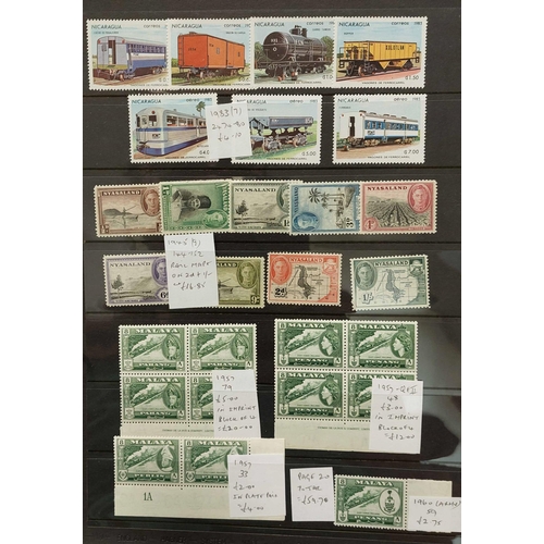 111 - RAILWAYS ON STAMPS: Train & railway mint thematic collection. Mostly modern from a wide range of cou... 