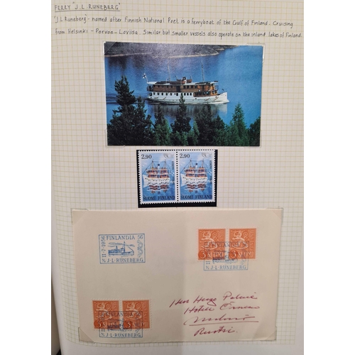 113 - SHIPS ON STAMPS COLLECTION: Two boxes housing 8 albums containing a remarkable collection of mint & ... 