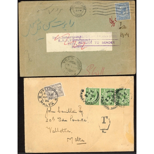 1143 - 1905-57 COVERS TO VARIOUS DESTINATIONS: selection of covers 1905-1957  written up on leaves inc/ KEV... 