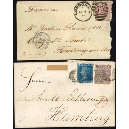 1148 - LONDON TO EUROPE MIX: Group with faults inc. 6 May 1856 EL to Saxony franked by 4x1d Red Stars & a 4... 