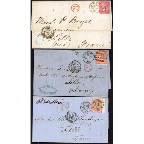 1153 - FRANCE - AN INTERESTING GROUP OF COVERS - MOSTLY TO LILLE: 1861-78 range of covers inc 24 Dec. 1861 ... 