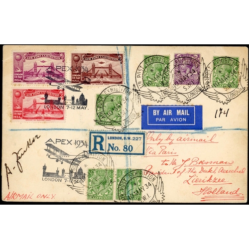 1171 - 1934 APEX AIRMAIL EXHIBITION: An interesting group of covers (7) inc. 10 May 1934 env registered fro... 