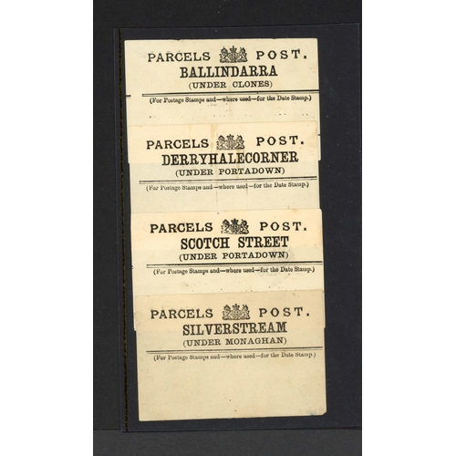 1182 - EARLY IRELAND PARCELS POST LABELS: Four first design Type MWAI1 unused Parcels Post labels for Balli... 