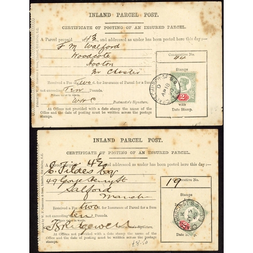 1186 - CERTIFICATE OF POSTING, INLAND & OVERSEAS: 1840-1959 small selection inc. original October 1884 PARC... 