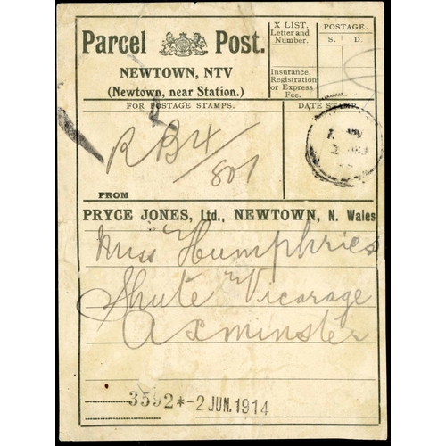 1187 - PARCEL POST MISCELLANY INC. PRYCE JONES LABEL: c.1900-1990 selection of parcel post items inc. 1914 ... 