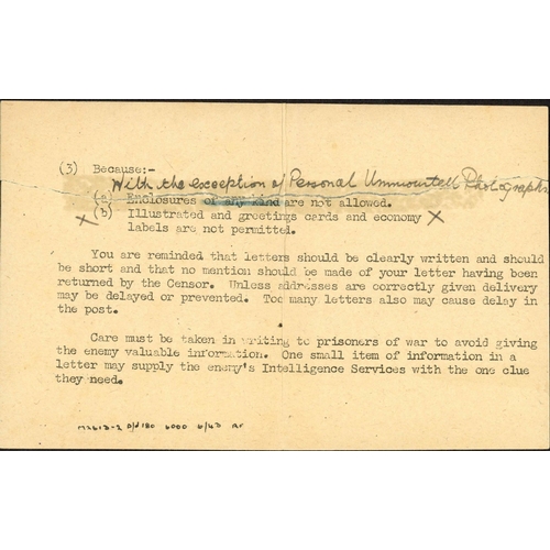 1194 - ** WWII FAILED MAIL TO POWs IN GB/EUROPE/JAPAN/USA: 1939-47 collection of mainly censored mail with ... 