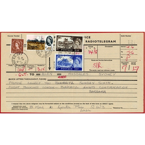 1196 - PRE-DECIMAL QEII ISSUES ON TELEGRAM FORMS: 1964-70 used group of Telegram forms (plus one unused), i... 