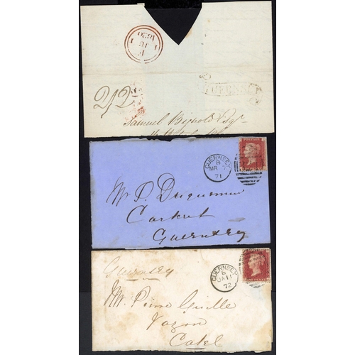 1265 - ASSEMBLY OF ISLAND MAIL INC. SCILLY: Guernsey covers (6) inc. 1820 front with weak Guernsey scroll, ... 