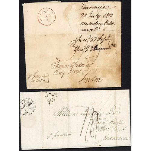 134 - THE FALMOUTH PACKETS - TO & FROM JAMAICA: 1788-1823 inc 1788 part EL Jamaica to London endorsed p Th... 