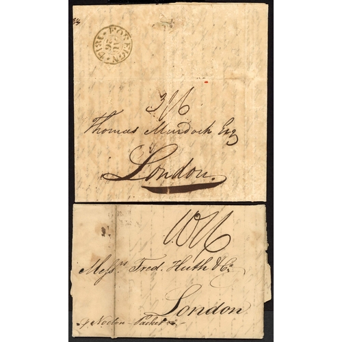 135 - THE FALMOUTH PACKETS TO RIO & U.S.A.: 1792-1830 selection inc 1792 E London to New York addressed to... 