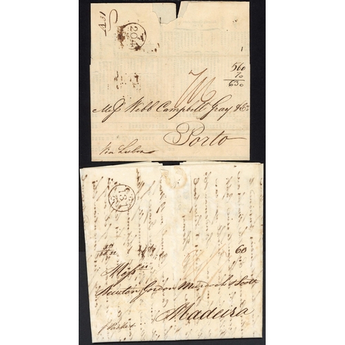 139 - THE FALMOUTH PACKETS - MERCHANT SHIPS TO PORTUGAL INC MADEIRA: 1812-32 outbound selection inc 1812 E... 