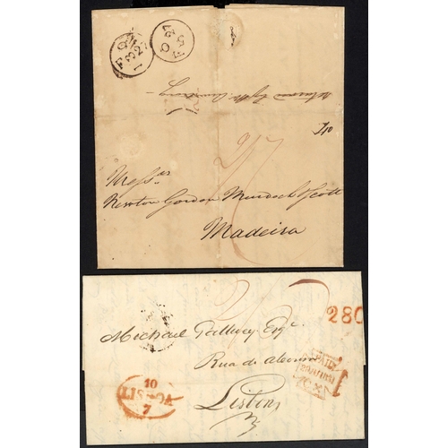 140 - THE ROYAL NAVY FALMOUTH PACKETS TO/FROM PORTUGAL & SPAIN: 1823-37 selection inc. 1823 EL Kilmarnock ... 