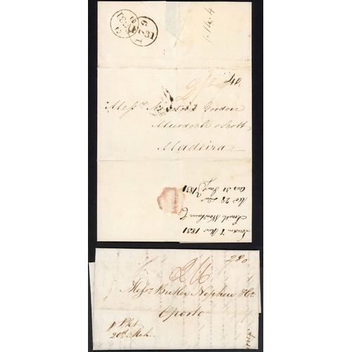 140 - THE ROYAL NAVY FALMOUTH PACKETS TO/FROM PORTUGAL & SPAIN: 1823-37 selection inc. 1823 EL Kilmarnock ... 