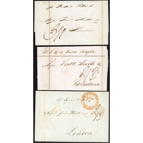 141 - THE ROYAL NAVY FALMOUTH PACKETS TO/FROM MEXICO: 1826-43 with 1826 EL London to Mexico rated 3/- with... 