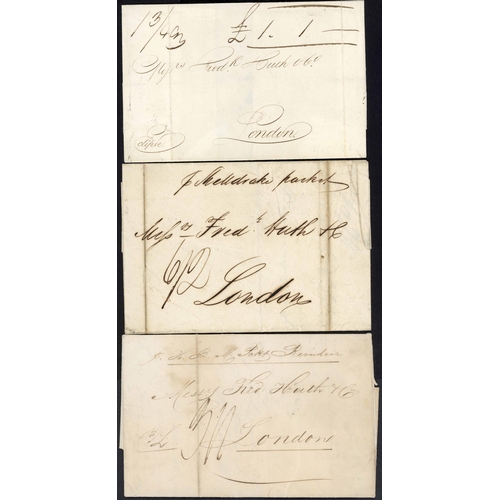 142 - THE ROYAL NAVY FALMOUTH PACKETS TO/FROM BARBADOS & CUBA: 1832-40 group inc 1832/33 pair EL (faults) ... 