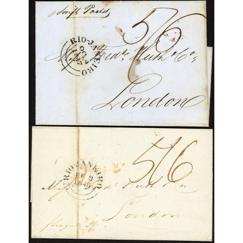 143 - THE ROYAL NAVY FALMOUTH PACKETS TO/FROM SOUTH AMERICA: 1835-50 group with 1835 E Buenos Ayres to Lon... 