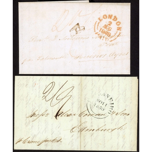 143 - THE ROYAL NAVY FALMOUTH PACKETS TO/FROM SOUTH AMERICA: 1835-50 group with 1835 E Buenos Ayres to Lon... 