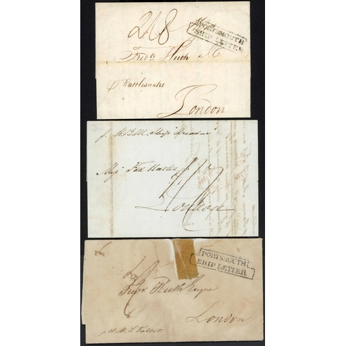 144 - MAILS CARRIED BY ROYAL NAVY SHIPS: 1819-1850 collection with 1813 E Havana to London endorsed H.M.S.... 