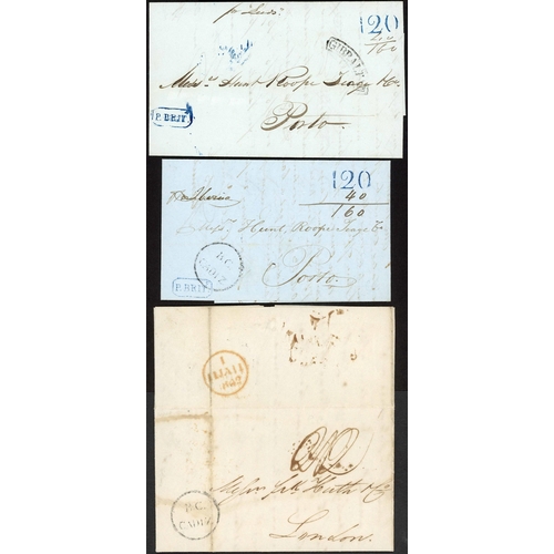 155 - EARLY STEAM SHIP MAIL - CADIZ & GIBRALTAR: 1836-45 with 1836 EL London to Gibraltar endorsed pr 