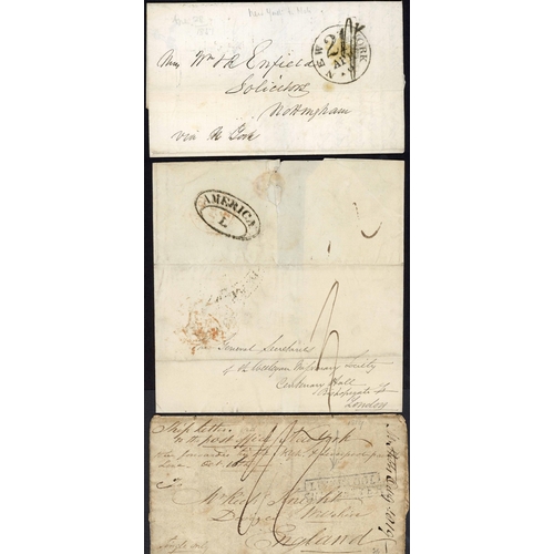 160 - G.B. OVERSEAS MAIL INTO OR PASSING THROUGH LIVERPOOL: 1817-1921 selection inc. 1817 E New York to Lo... 