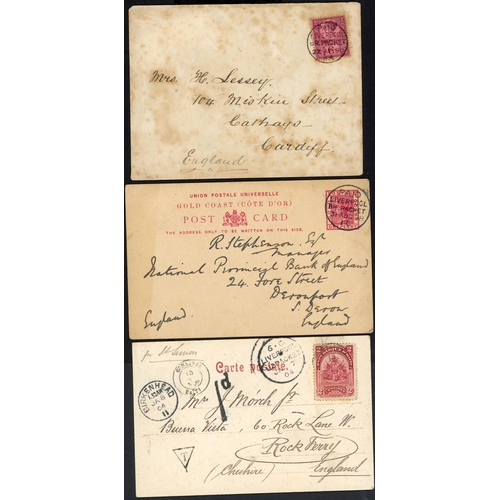 160 - G.B. OVERSEAS MAIL INTO OR PASSING THROUGH LIVERPOOL: 1817-1921 selection inc. 1817 E New York to Lo... 