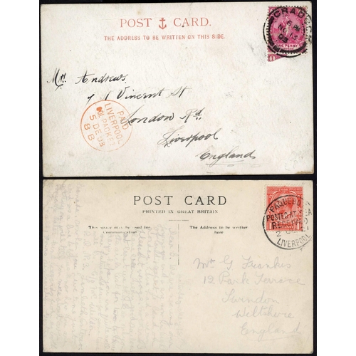 160 - G.B. OVERSEAS MAIL INTO OR PASSING THROUGH LIVERPOOL: 1817-1921 selection inc. 1817 E New York to Lo... 