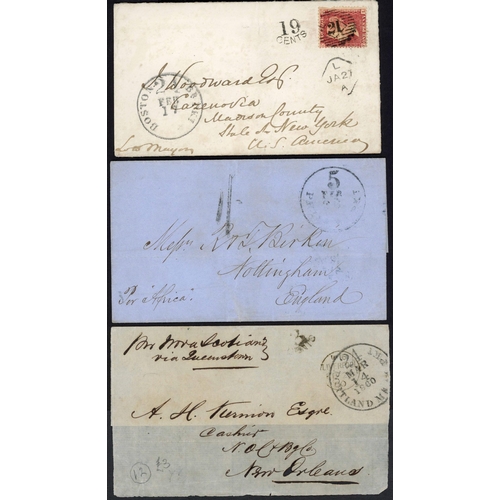 165 - G.B. MAILS TO & FROM USA: 1839-62 Group of covers inc 1839 printed EL New Orleans to London with fin... 