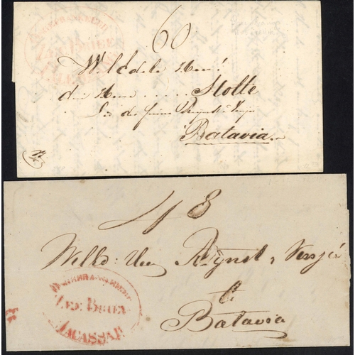 166 - NETHERLANDS EAST INDIES ONGEFRANKEERD ZEEBRIEF OR FRANCO: 1844-62 group all addressed to Batavia inc... 