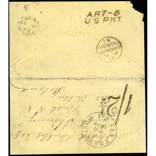 174 - UNPAID TRANSATLANTIC MAIL WITH ART-2 OR ART-5 US PKT MARKS: Pair inc. 1859 E New York to London endo... 