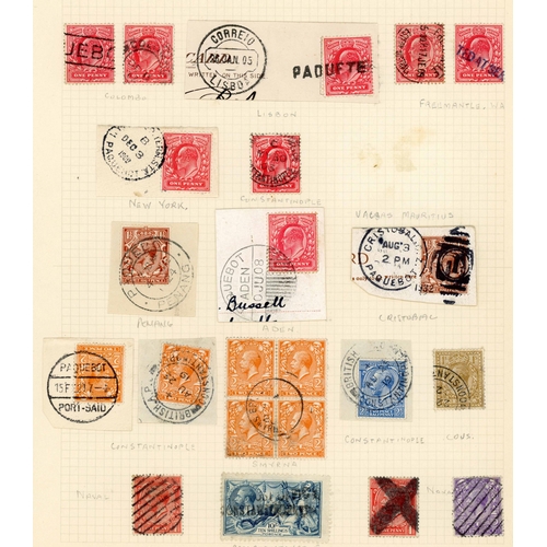 197 - G.B. MARITIME CANCELS ON PIECE & STAMPS: c.1850-c.1950 eclectic selection of GB Maritime cancels and... 