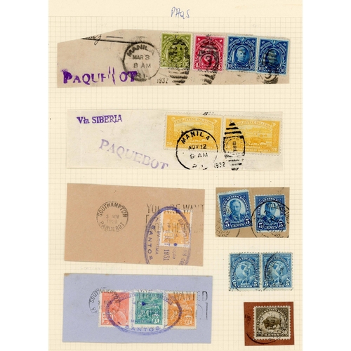 207 - WORLDWIDE MARITIME CANCELS ON STAMP & PIECE: 20th Century accumulation of worldwide maritime cancell... 