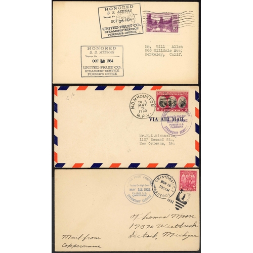 211 - UNITED FRUIT CO. CANCELS: 1930-52 set of envs. mainly to inland destinations with various blue or bl... 