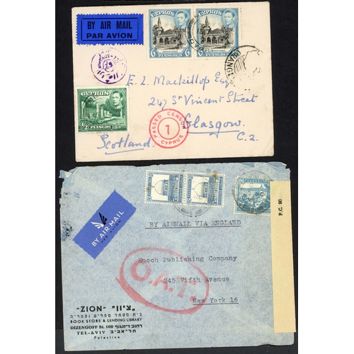 303 - WWII WORLDWIDE AIRMAILS INC. EGYPT, CYPRUS, PALESTINE, ETC.: 1939-44 inc. 1941 Airmail env. to Crowb... 