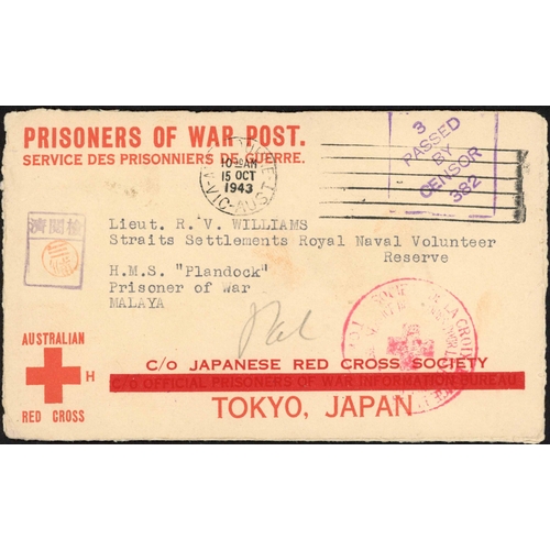 305 - WWII INTERNEES, JAMAICA, AUSTRALIA, MALAYA, TAIWAN, ETC.: 1940-45 inc. 1942 official PC Internment C... 