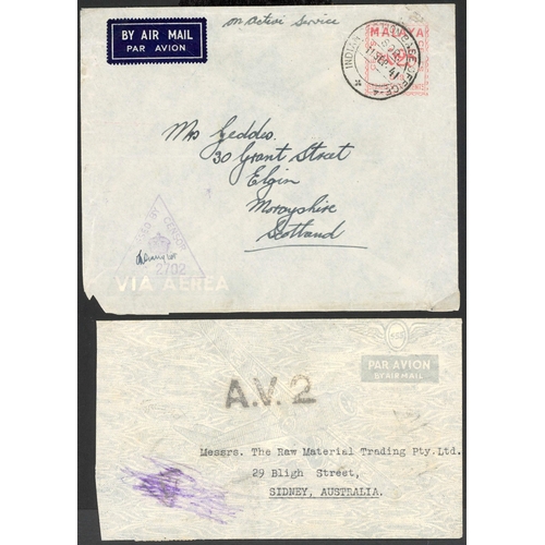 315 - WWII BURMA, MALAYA & THAILAND MAILS: 1941-47 group inc. 1941 PC airmail Rangoon Burma to Worcester f... 