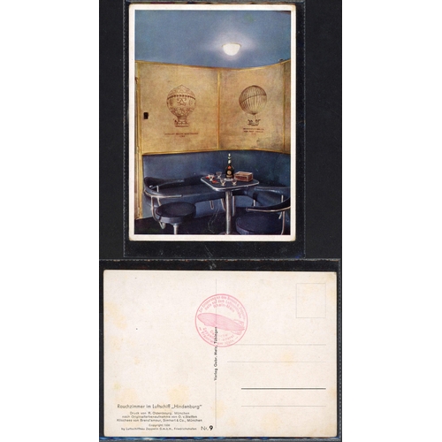 348 - INTERIOR OF HINDENBURG COLOUR PPC SET: A set of 9 of 10 unused PPCs (missing no. 3, some foxing on b... 