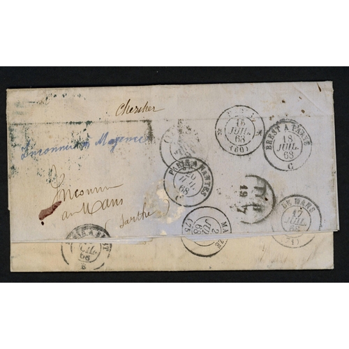 395 - VICTORIA/THURN & TAXIS - A WELL-TRAVELLED COVER (MULTIPLE REDIRECTIONS) TO MEINZ WITH RHOMBOID 