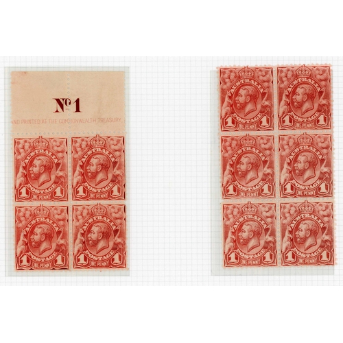 403 - STUDY OF 1913-14 1d ROSE-RED: Superbly presented on display pages as multiples of between 4 & 10 sta... 